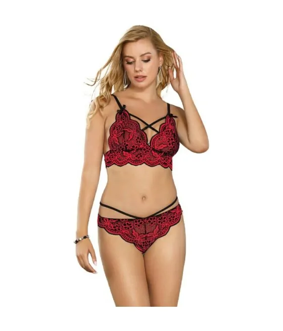 SUBBLIME - SET ENSEMBLE DEUX PIÈCES TOP ET CULOTTE EN DENTELLE L/XL