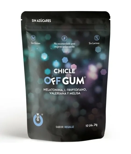 WUG GUM - OFF VALERIAN, TRYPTOPHAN, LEMON BALM AND MELATONIN 10 UNITS