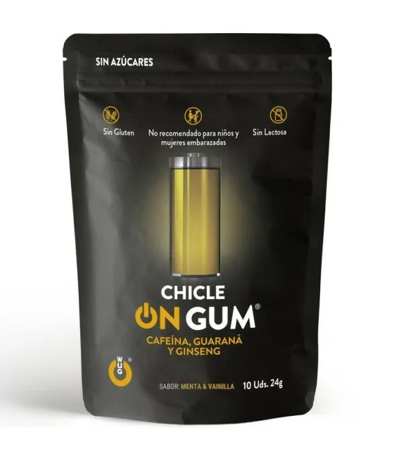 WUG GUM - ON CAFFEINE, GINSENG AND GUARANA GUM 10 UNITS