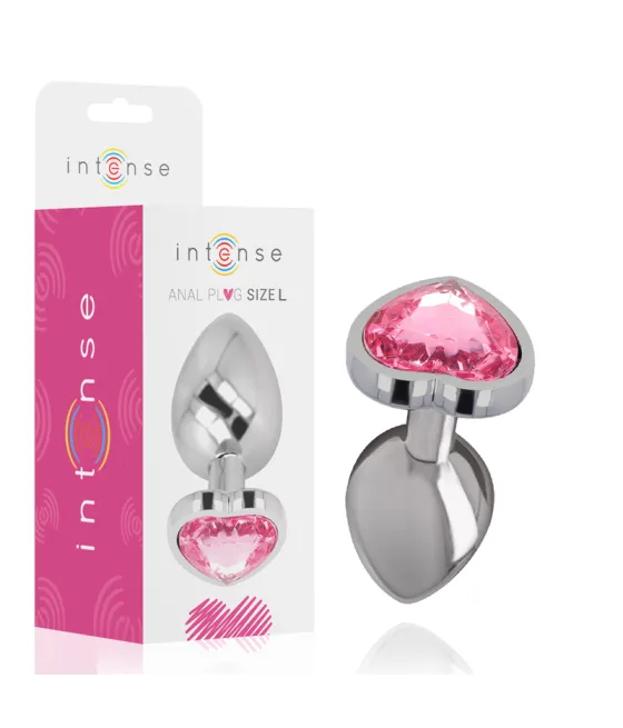 INTENSE - PLUG ANAL EN MÉTAL ALUMINIUM COEUR ROSE TAILLE L