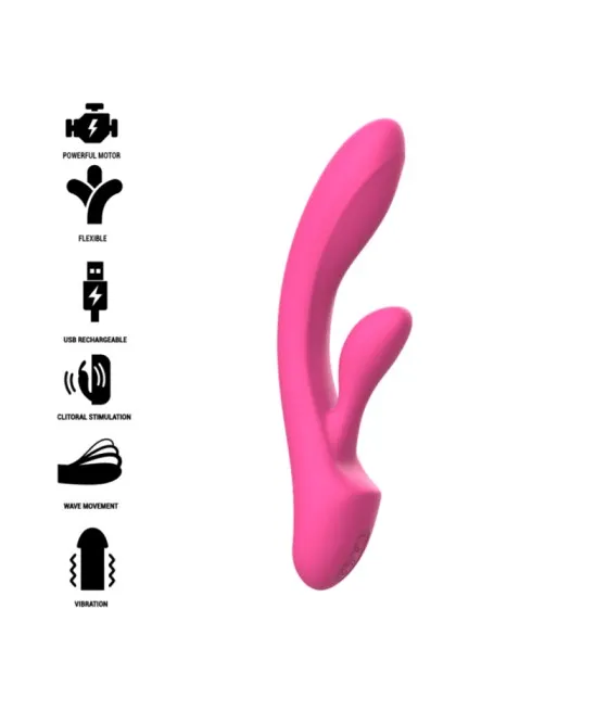 Vibrateur Rabbit en silicone rose - Luigi Intense