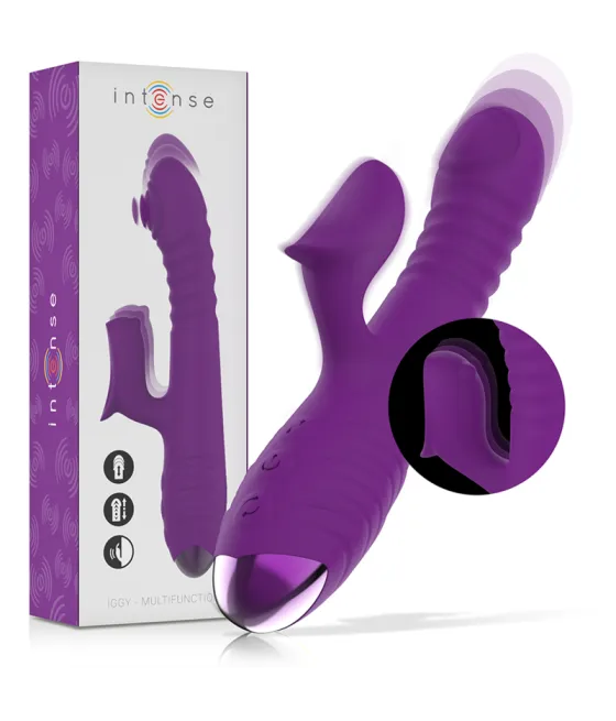 INTENSE - VIBRATEUR RECHARGEABLE MULTIFONCTION IGGY UP  DOWN AVEC STIMULATEUR CLITORAL VIOLET