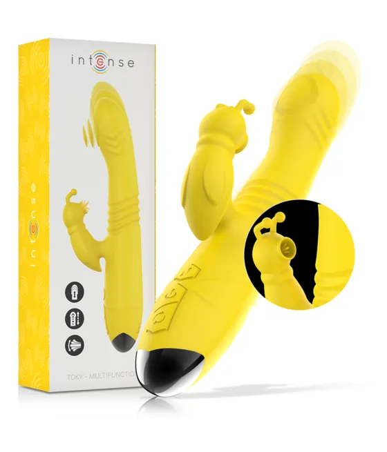 INTENSE - VIBRATEUR MULTIFONCTION TOKY UP  DOWN AVEC STIMULATEUR CLITORAL JAUNE