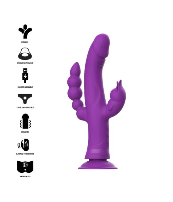 INTENSE - VIBRATEUR EN SILICONE CASANOVA RABBIT TRIPLE MOTEUR VIOLET