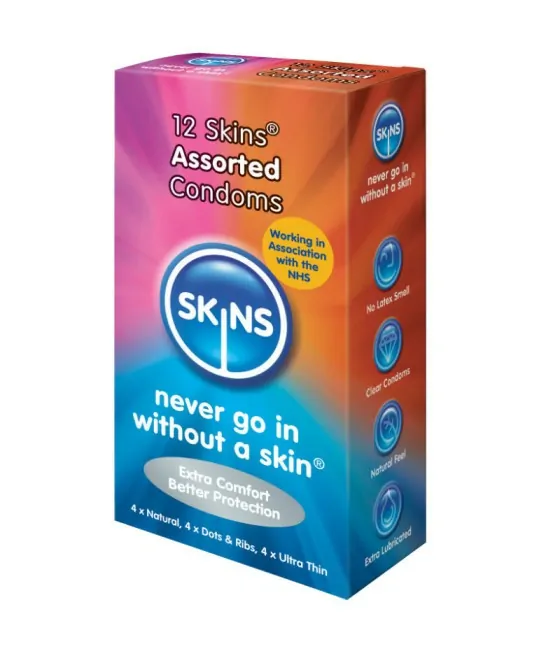 Pack de 12 préservatifs Skin assortis