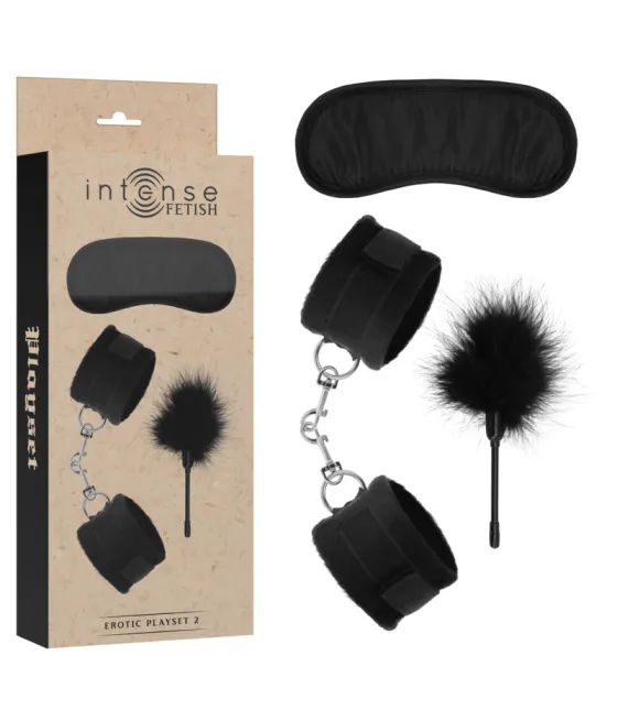 INTENSE - FETISH PLAYSET ÉROTIQUE 2 AVEC MENOTTES, MASQUE AVEUGLE ET TICKLER