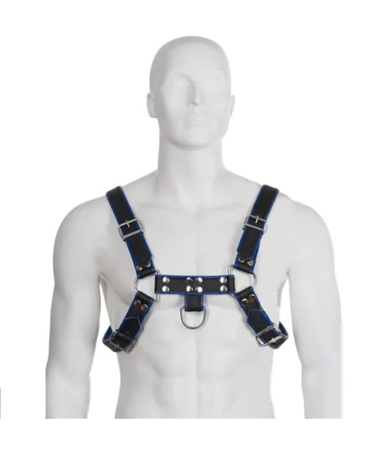 LEATHER BODY - HARNAIS BULLDOG CUIR NOIR / BLEU