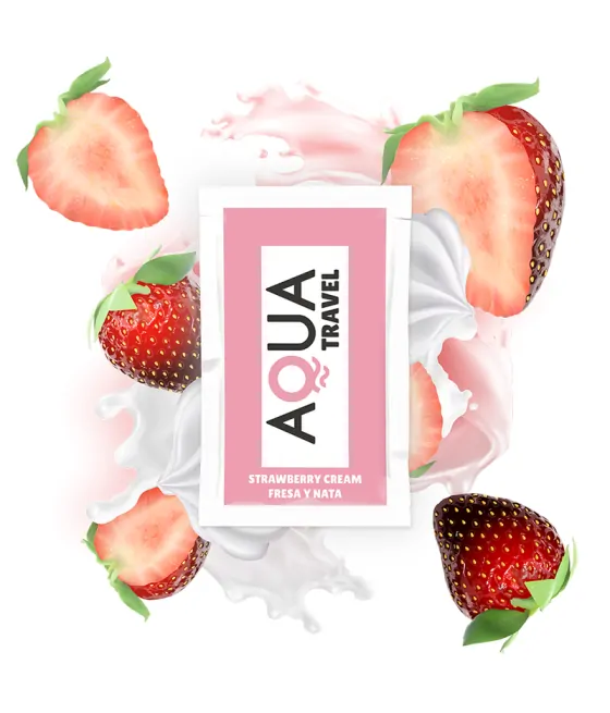 AQUA TRAVEL - LUBRIFIANT À BASE D'EAU SAVEUR CRÈME DE FRAISE 6 ML