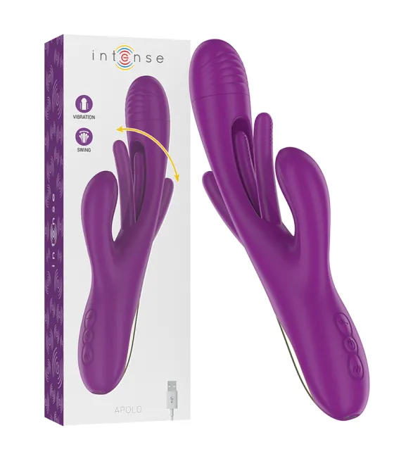 Vibromasseur Apolo rechargeable - 7 vibrations avec langue oscillante violette