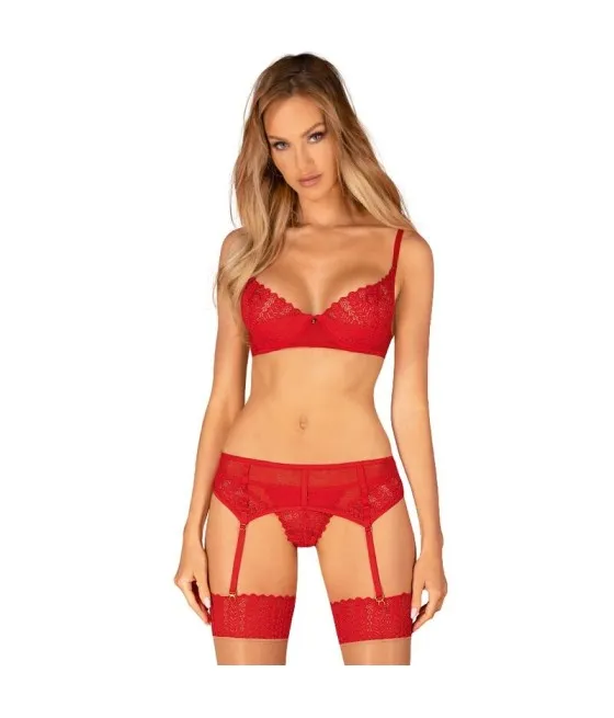 Ensemble lingerie trois pièces rouge - taille XS/S - Obsessive Ingridia