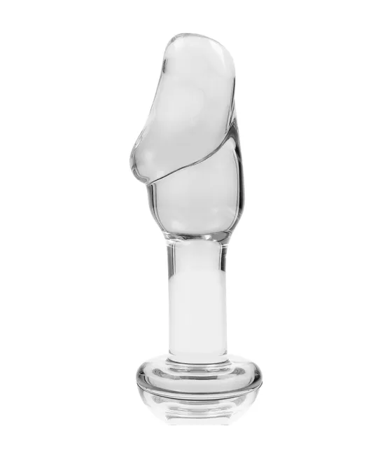 Plug anal en verre borosilicate transparent - modèle 6 - dimensions 12,5 x 4 cm