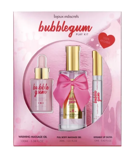 Kit Huile de massage Bubblegum avec un gel et brillant à lèvres