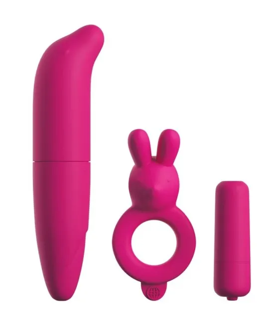 CLASSIX - KIT POUR COUPLES AVEC ANNEAU, BALLE ET STIMULATEUR ROSE