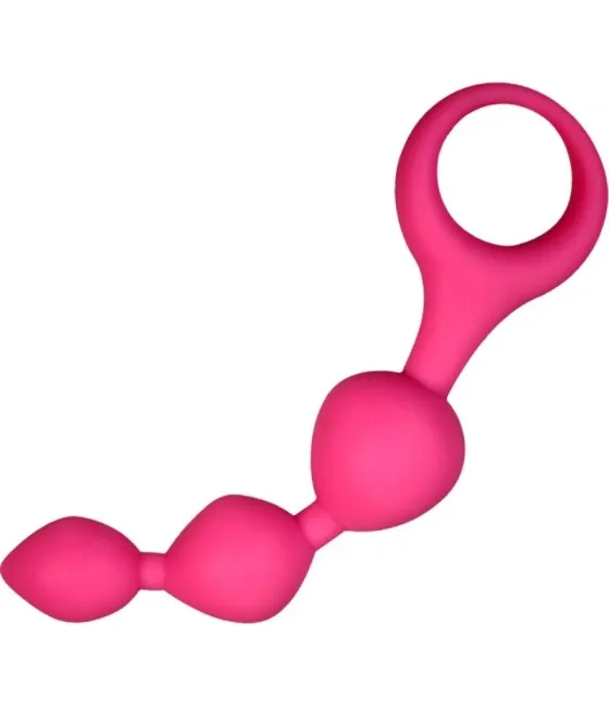 Balles anales en silicone rose Triball - 15 cm