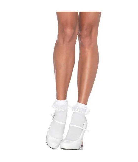 LEG AVENUE - CHAUSSETTES  VOLANTS EN DENTELLE BLANCHE