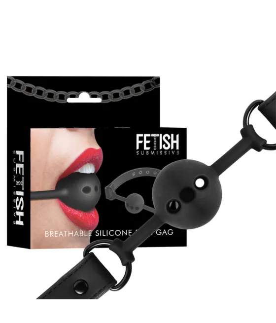 FETISH SUBMISSIVE BONDAGE - BÂILLON À BOULE EN SILICONE RESPIRANT