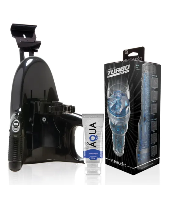 FLESHLIGHT - TURBO THRUST BLUE ICE + LANCEMENT UNIVERSEL + LUBRIFIANT QUALITÉ AQUA 50 ML