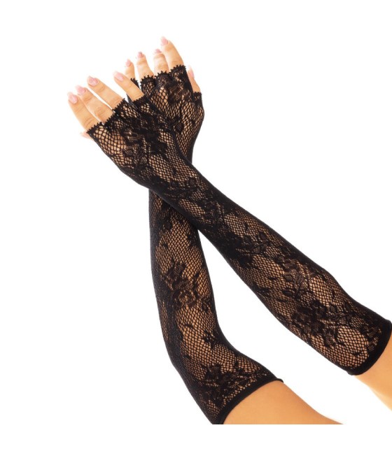 LEG AVENUE - GANTS SANS DOIGTS RESEAU FLORAL BLANCS