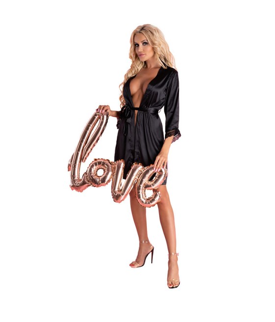 LIVCO CORSETTI FASHION - ARILADYEN LC 90568 ROBE DE CHAMBRE + CULOTTE NOIR L/XL